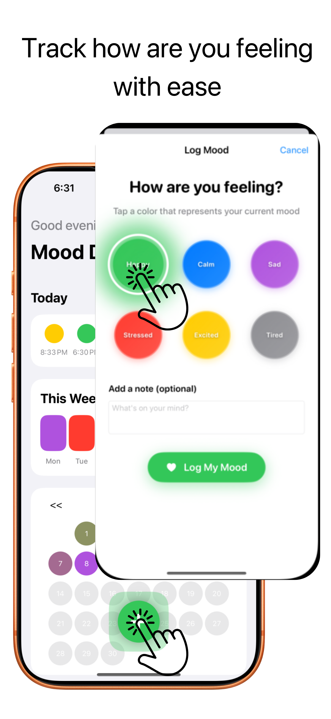 Log your mood — tap a colour