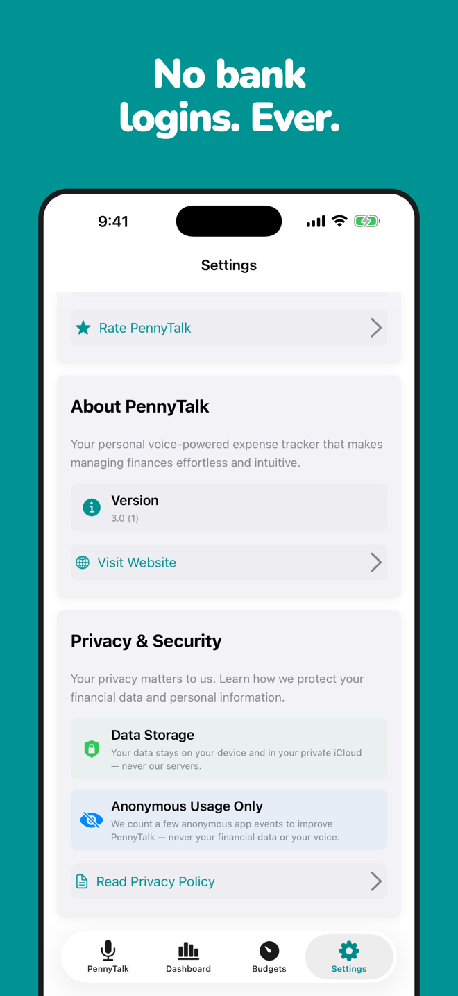 Private by design — your data stays on your device