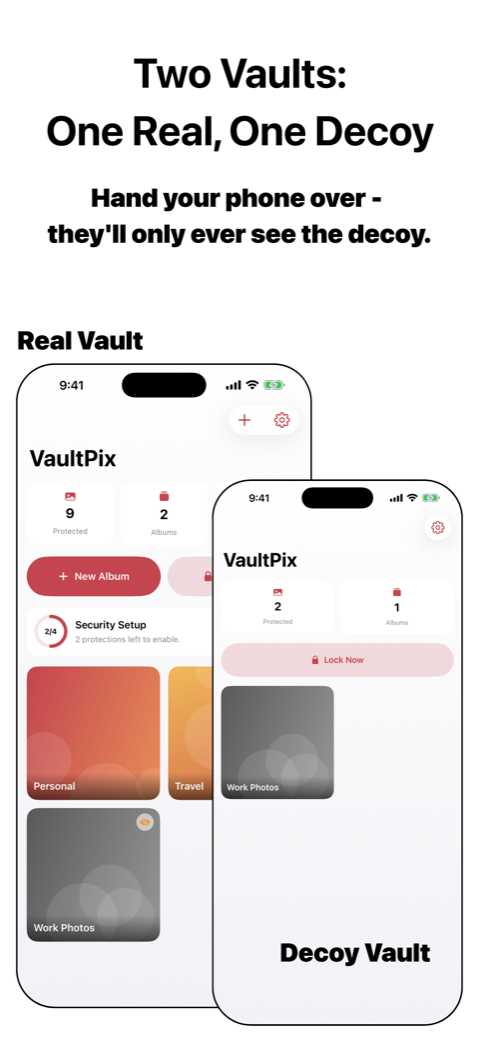 The real vault beside the decoy vault — one PIN opens each